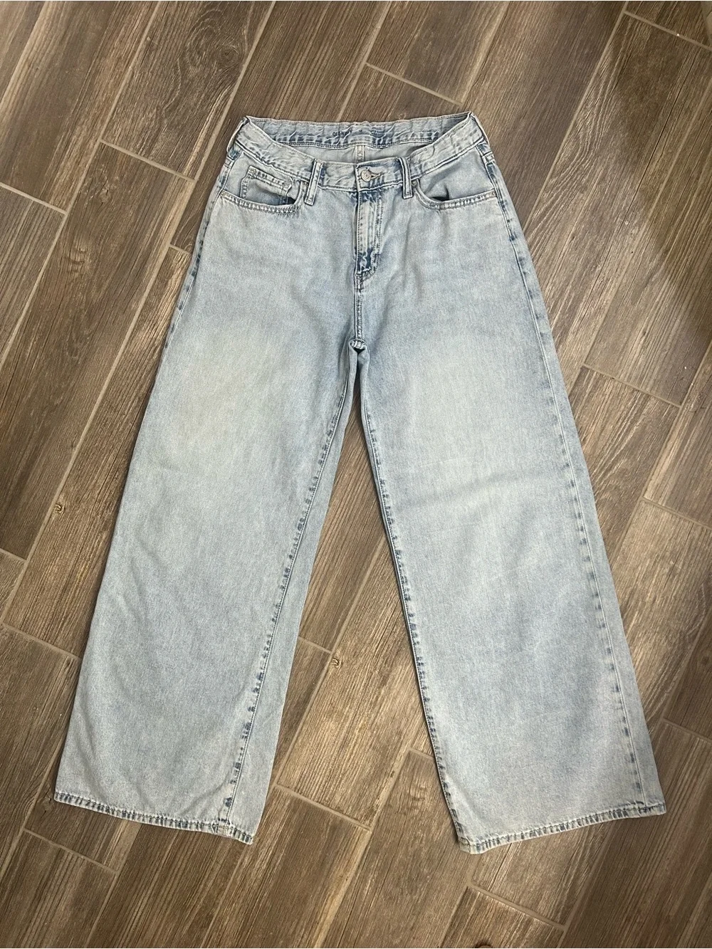 Old Navy Girls Wide Leg Baggy Jeans Light Wash Denim Size 16